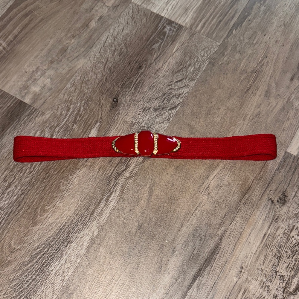 St. John Collection Red Belt with Gold Details